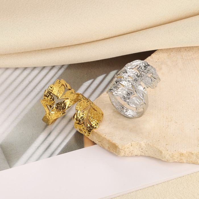 Simple New Style Women's Geometric Round Square Ring Stainless Steel Gold Plated Heart-shaped Open Ring Wholesale
