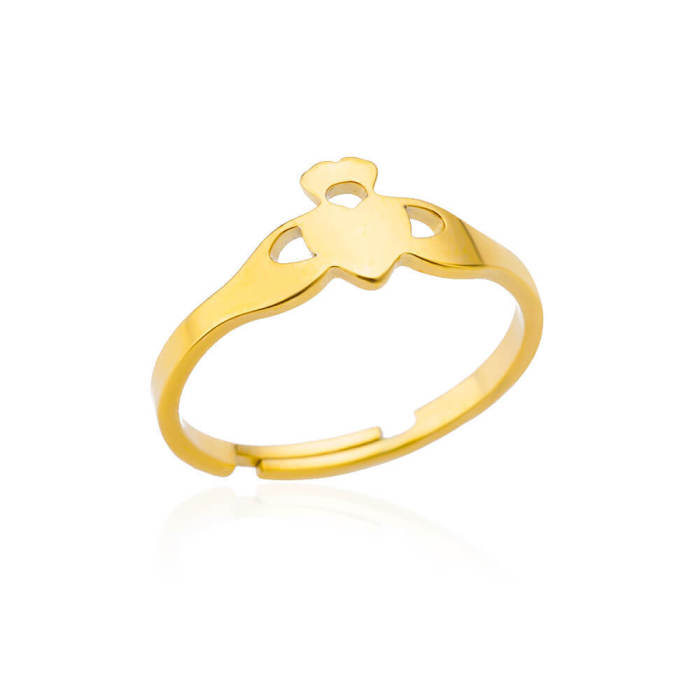 Korean Style Simple Ring Sun Hollow Ring 18K Gold Plated Stainless Steel Geometric Ring Unisex Snake Ring Wholesale
