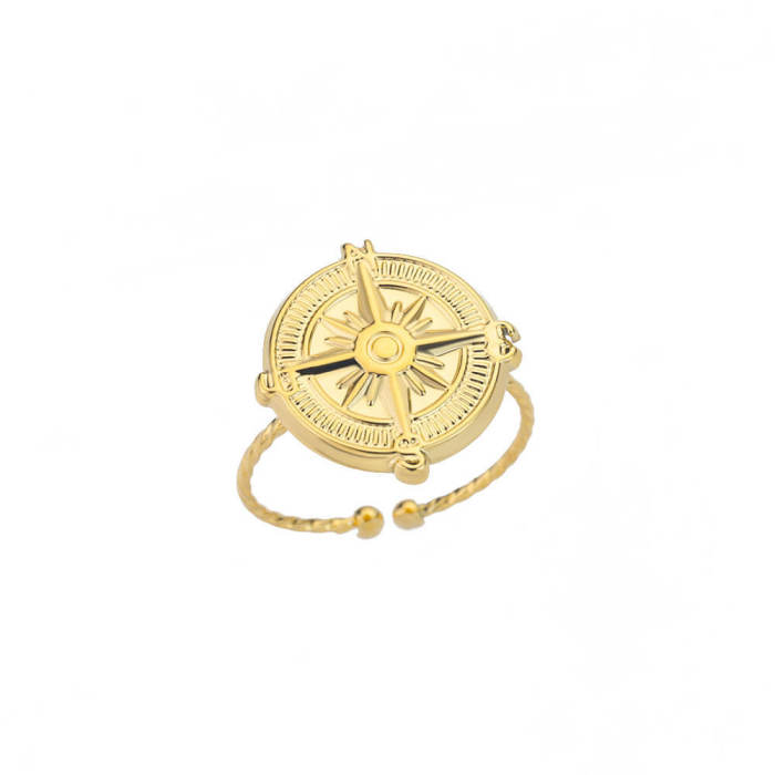 New Style Stainless Steel Hydraulic Geometric Open Ring Wide Version Unisex Ring 18K Gold Plated Ring