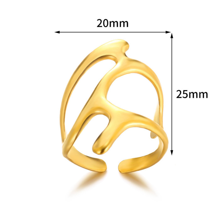 New Style 18K Plated Stainless Steel Ring Geometric Multi-layer Open Ring Irregular Women's Ring Manufacturer Wholesale
