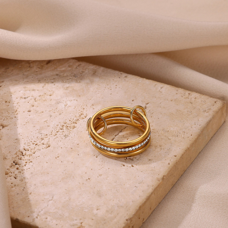 Fashion Hot-Selling Stainless Steel Layered Three-Ring Titanium Steel Non-Fading Jewelry Niche Design Ring