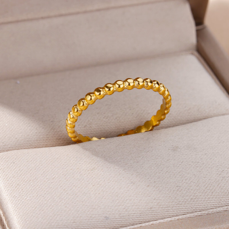 Cross-Border Minimalist Ring 18K Gold Plated Stainless Steel Hydraulic Letter Ring Unisex Niche Jewelry Plain Band Ring