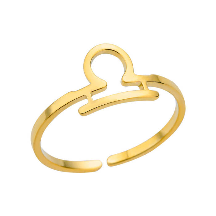 Minimalist New Stainless Steel 12 Zodiac Signs Rings Birthstone Rings Adjustable Rings Set
