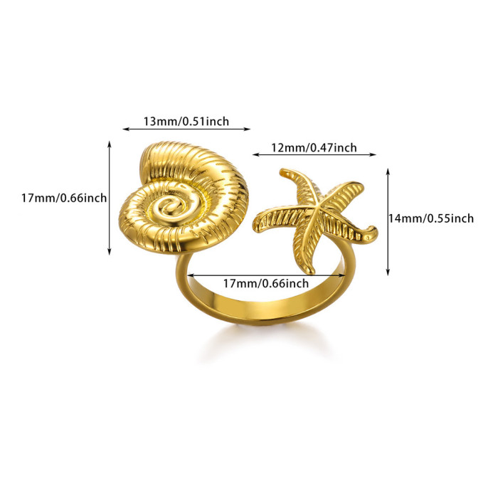 Stainless Steel Ins Exaggerated 18K Gold Stainless Steel Round Threaded Ring Heart-Shaped Flower Ring Wholesale