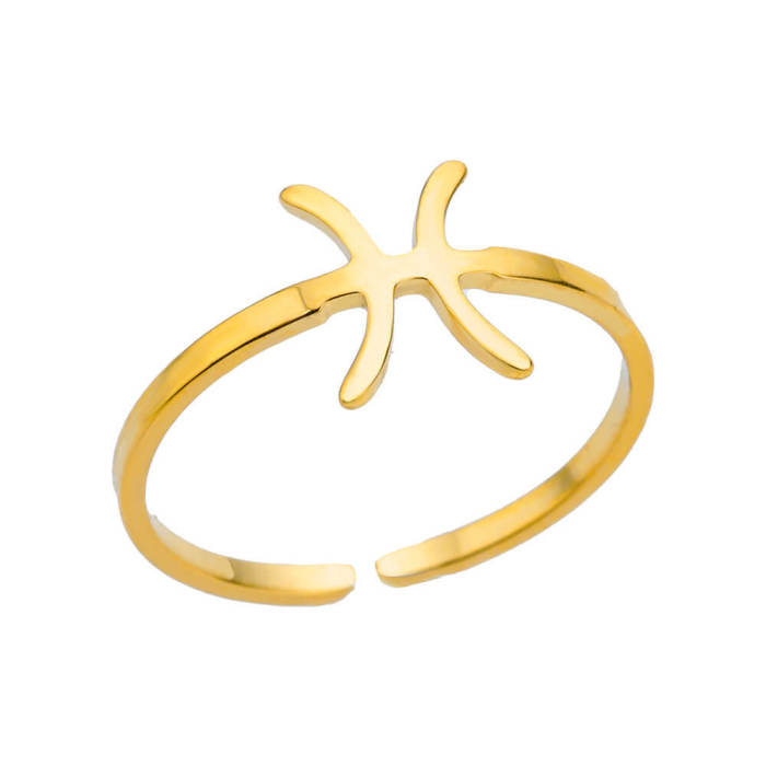 Minimalist New Stainless Steel 12 Zodiac Signs Rings Birthstone Rings Adjustable Rings Set