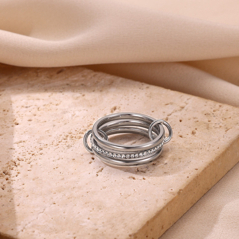 Fashion Hot-Selling Stainless Steel Layered Three-Ring Titanium Steel Non-Fading Jewelry Niche Design Ring