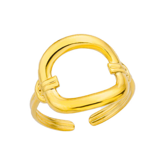 Simple Ring Heart-Shaped Hollow Ring 18K Gold Plated Stainless Steel Geometric Ring Unisex Jewelry Wholesale