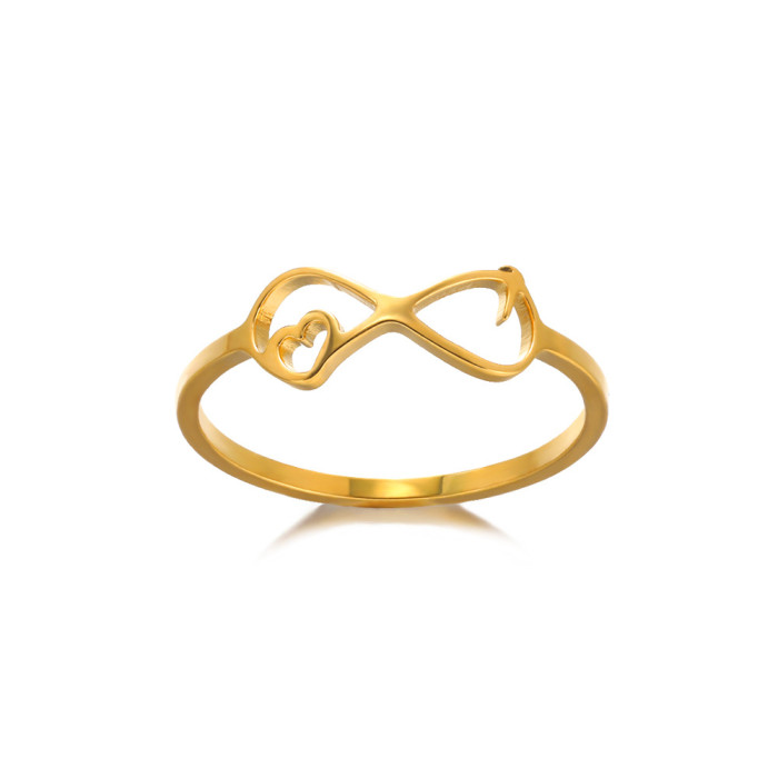 Minimalist Ring Infinity Ring 18K Gold Plated Stainless Steel Heart-Shaped Line Ring Unisex Jewelry Wholesale