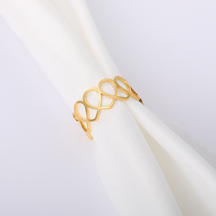 Korean Version New Jewelry Hollow Heart Ring Adjustable Stainless Steel Open Heart Ring One Piece Dropshipping