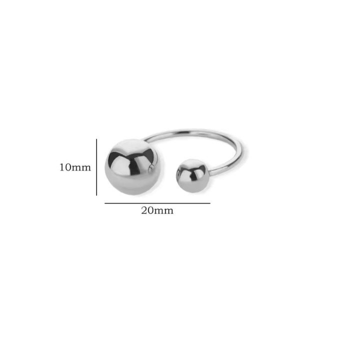 Style Spherical Stainless Steel Ring for Women, Gold and Steel Color, Large and Small Ball Rings, High-end Niche Expo...