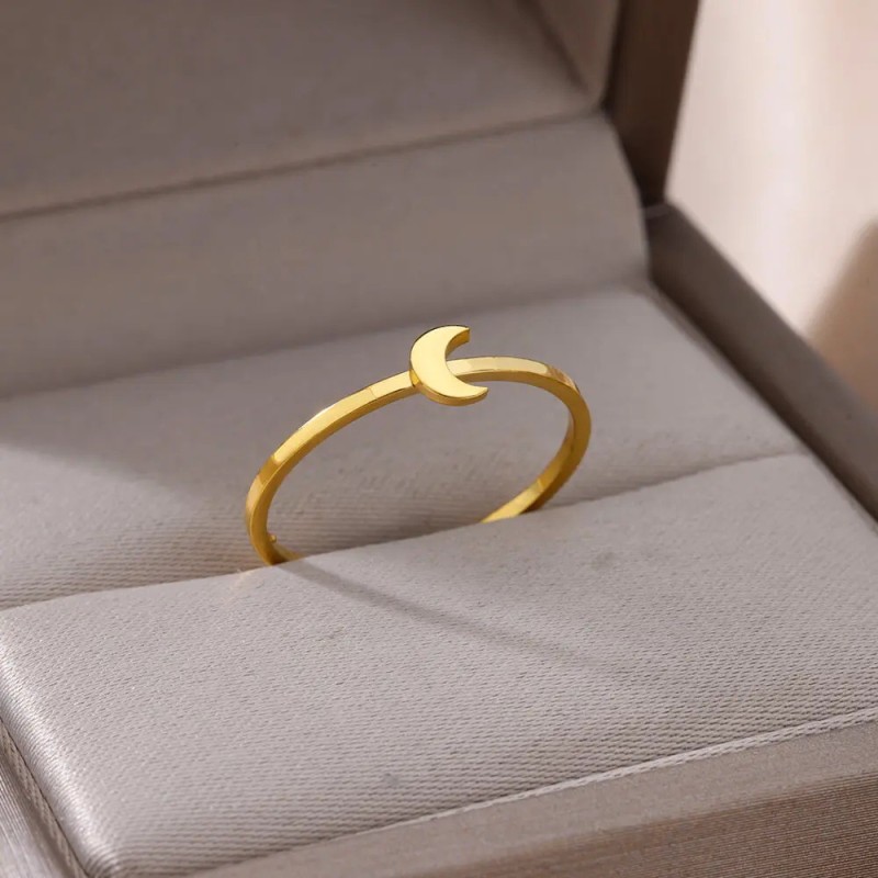 Cross-border Simple New Gold-plated Stainless Steel Ring Cross Heart-shaped Geometric Plain Band Ring for Men and Women Couples