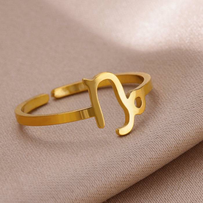 Minimalist New Stainless Steel 12 Zodiac Signs Rings Birthstone Rings Adjustable Rings Set