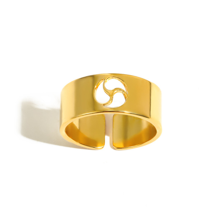 Amazon New Wide Stainless Steel Ring Five-Pointed Star Hollow Ring Unisex Angel Wings Ring