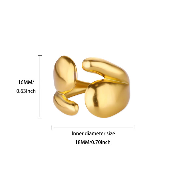 New Style Personality Heart-shaped Open Buckle Ring for Women Fashion Simple 18K Plated Stainless Steel Cross Ring Je...