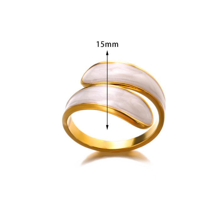 New Style Oil Drop Wave Adjustable Open Ring for Women Fashionable Temperament Stainless Steel Jewelry Wholesale