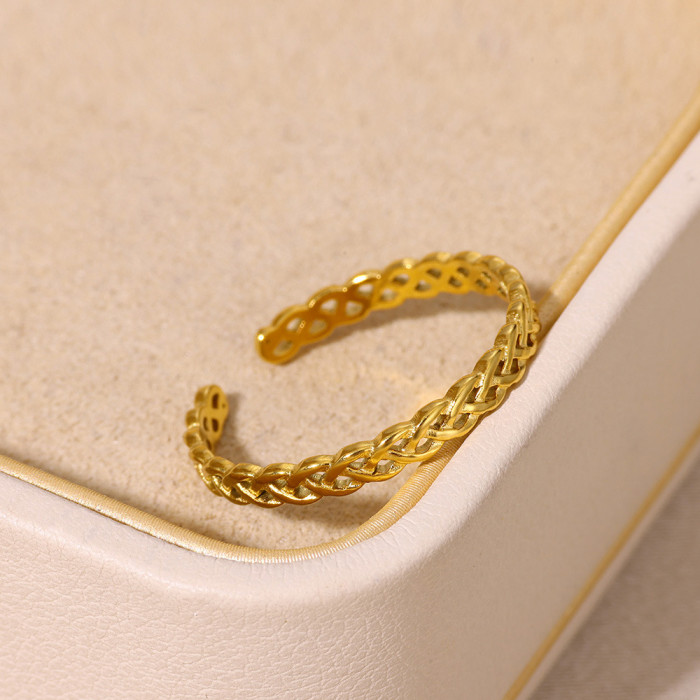 INS Retro Wrinkled Luxury High-End Stainless Steel Adjustable Open Ring Niche Design Minimalist Style Ring