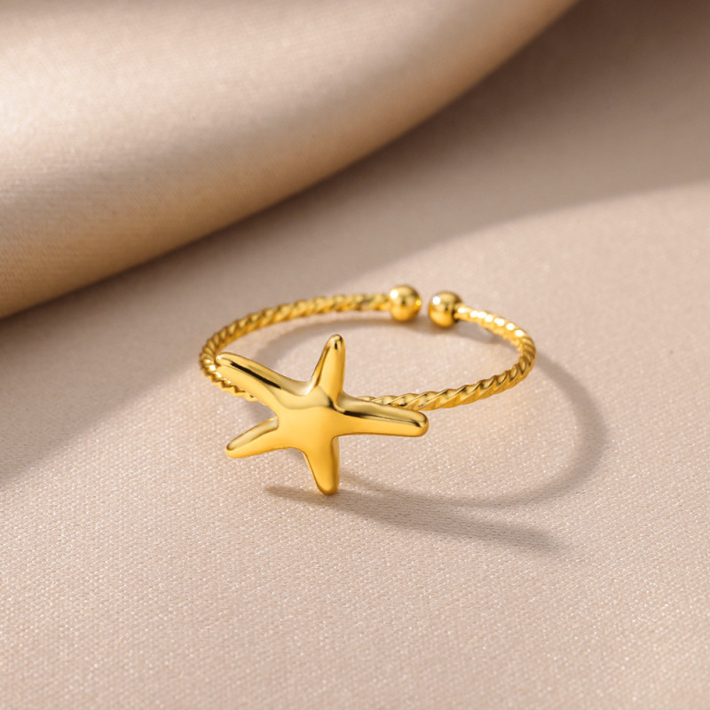 Cross-Border New Spiral Pattern Ring Butterfly Ring Plated 18k Gold Stainless Steel Hydraulic Cross Ring Women's Jewelry