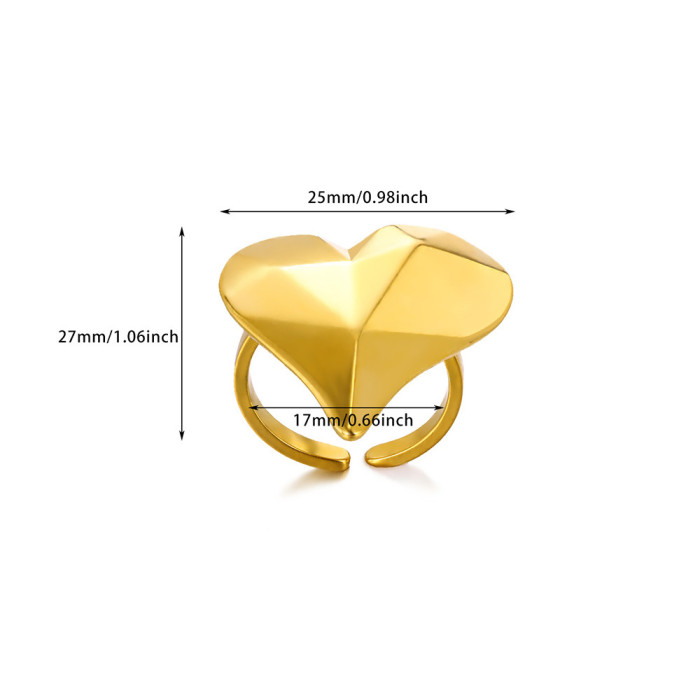 Amazon New Product Exaggerated Personality Stainless Steel Ring Geometric Heart Texture Design Sense Butterfly Ring