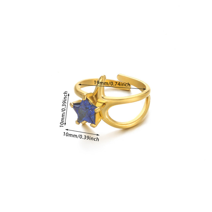 New Stainless Steel Pearl Zircon Ring for Women Sunflower Geometric Open Shell Ring
