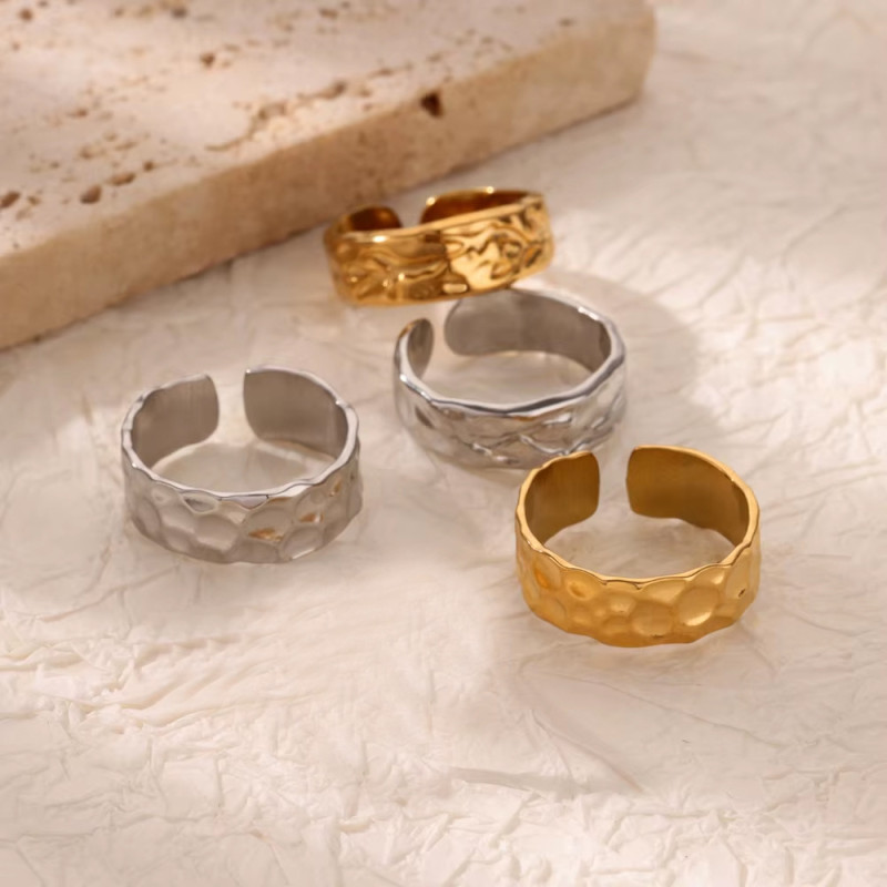 European and American Fashion Personality Stainless Steel Gold-Plated Irregular Ring Women's Ring Leaf Ring One Piece Dropshipping