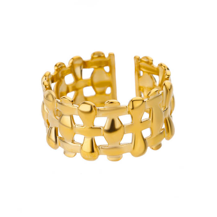 INS Style Fashion Stainless Steel Ring for Women, Vintage Trendy Geometric Open Adjustable Titanium Steel Ring Wholesale