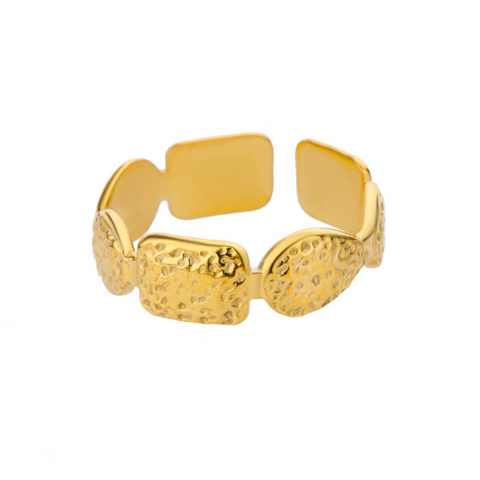 INS Style Fashion Stainless Steel Ring for Women, Vintage Trendy Geometric Open Adjustable Titanium Steel Ring Wholesale