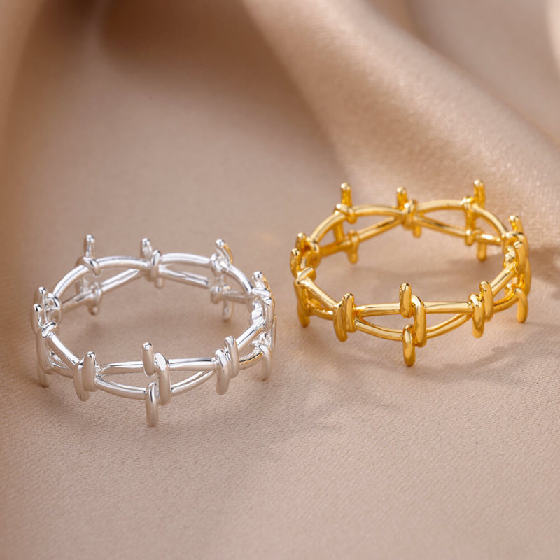 Ins Style Simple Ring Hollow Ring 18k Gold Plated Stainless Steel Hydraulic Geometric Ring Unisex Jewelry Wholesale