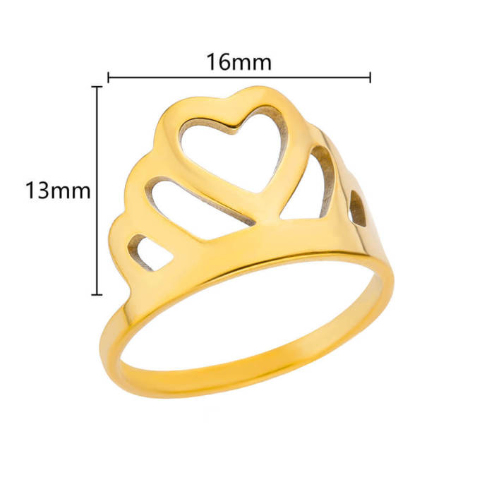 INS Style New Stainless Steel Ring Butterfly Crown Heart-shaped Ring for Women Unique Niche Index Finger Collection Ring