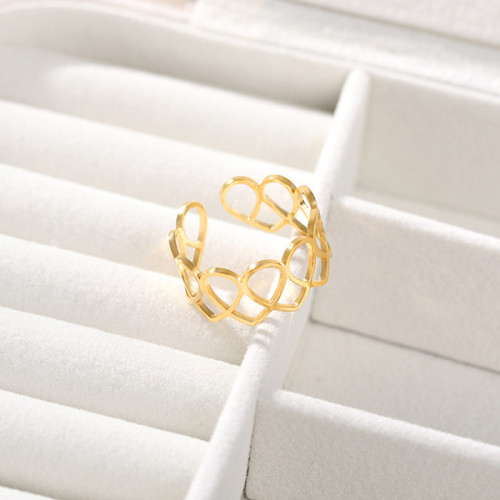 Korean Version New Jewelry Hollow Heart Ring Adjustable Stainless Steel Open Heart Ring One Piece Dropshipping
