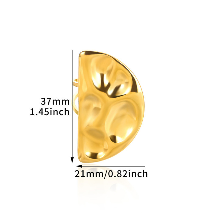 Amazon Series Stainless Steel Ring Lava Wrinkle Hammer Design Ring Sunflower Heart-Shaped Ring