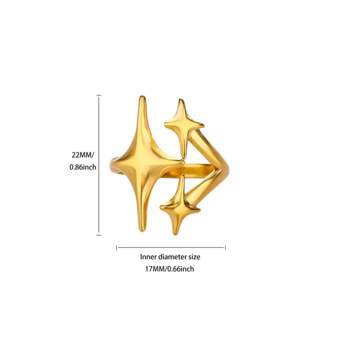Cross-Border Simple New Style Women's Geometric Line Hollow Ring Stainless Steel Gold-Plated Multi-Layer Open Titanium Steel Ring