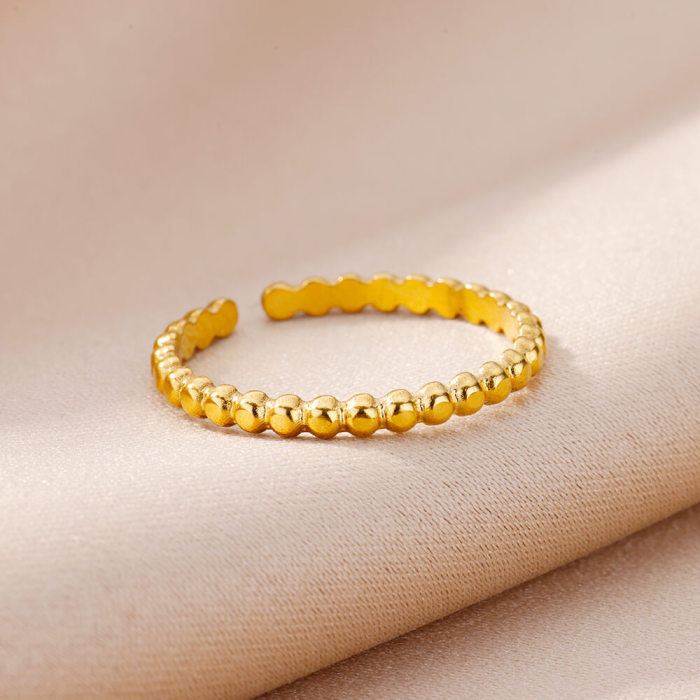 Minimalist Ring 18K Gold Plated Stainless Steel Hydraulic Letter Ring Unisex Niche Jewelry Plain Band Ring