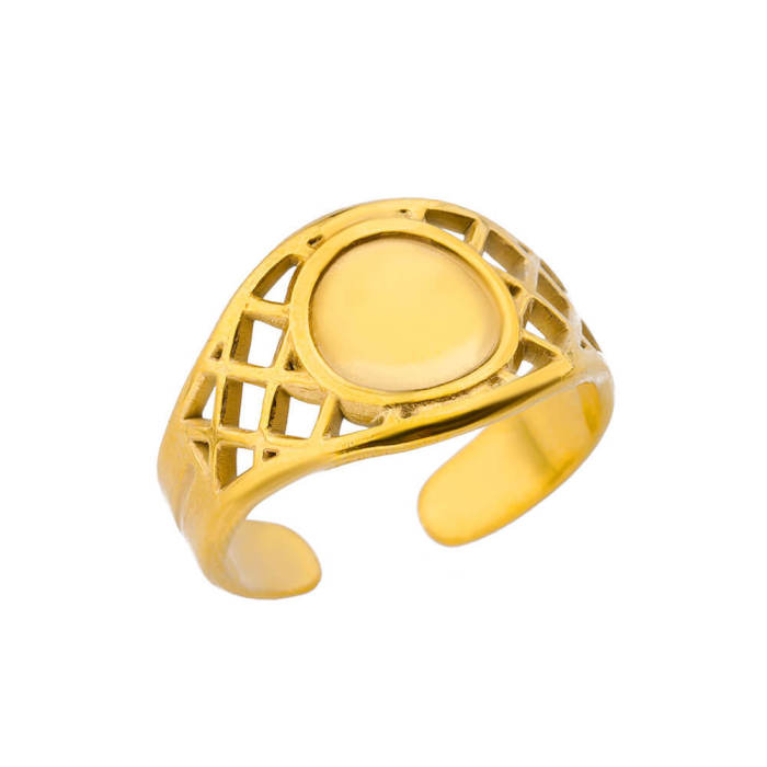 New Snake-Shaped Ring 18K Gold Plated Stainless Steel Hydraulic Four-Leaf Clover Ring Female Evil Eye Ring