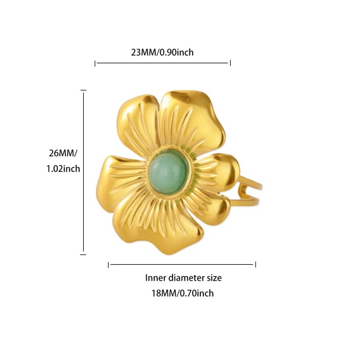 Simple New Style Stainless Steel Gold Plated Flower Hollow Ring for Women Petal Ring Multi-Layer Titanium Steel Ring...
