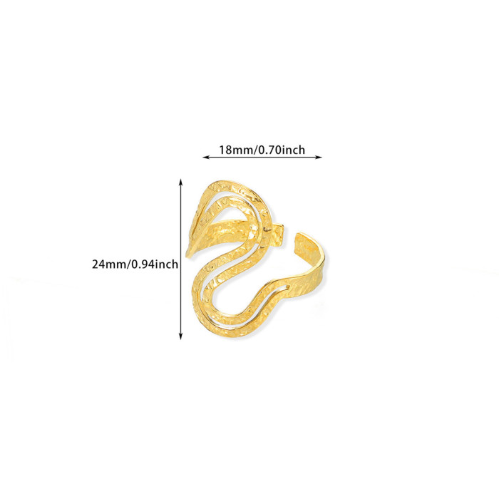 Simple New Style Women's Geometric Round Square Ring Stainless Steel Gold Plated Heart-shaped Open Ring Wholesale