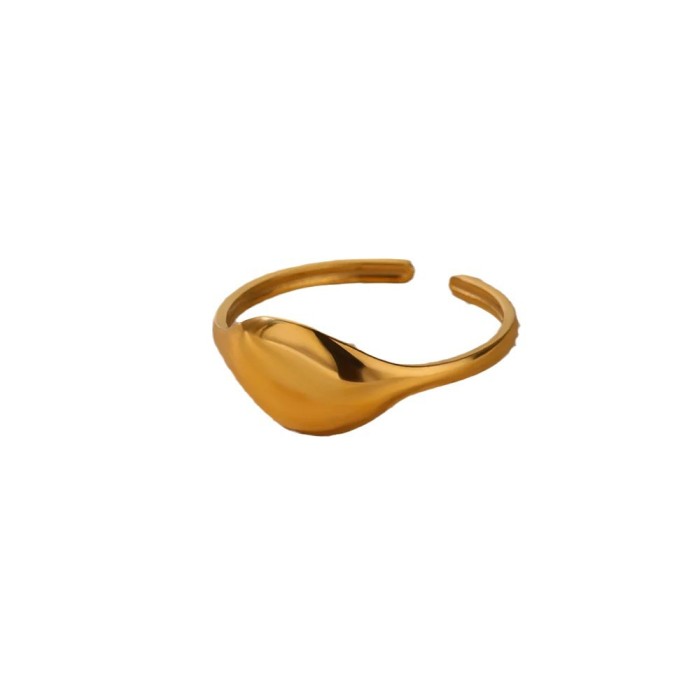 INS Minimalist Style 18K Gold Geometric Irregular Smooth Ring Versatile High-End Open Stainless Steel Ring