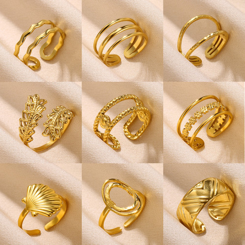 Korean Version Simple New Multi-layer Line Open Ring Stainless Steel Gold-plated Geometric Ring for Women Ring Finger Ring