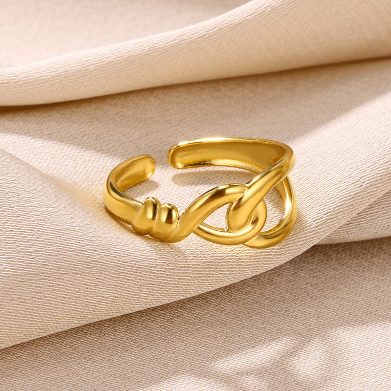 Korean Version Simple New Multi-layer Line Open Ring Stainless Steel Gold-plated Geometric Ring for Women Ring Finger Ring