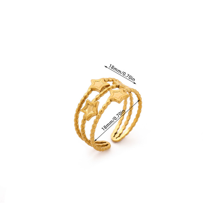 New Stainless Imitation Pearl Multi-Layer Zircon Ring 18K Gold Plated Flower Open Ring One Piece Dropshipping