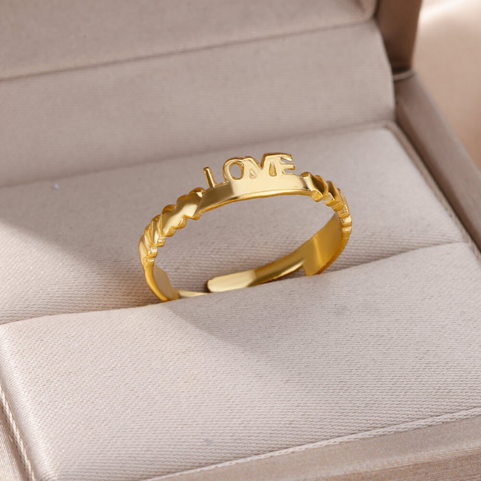 Minimalist Ring 18K Gold Plated Stainless Steel Hydraulic Letter Ring Unisex Niche Jewelry Plain Band Ring