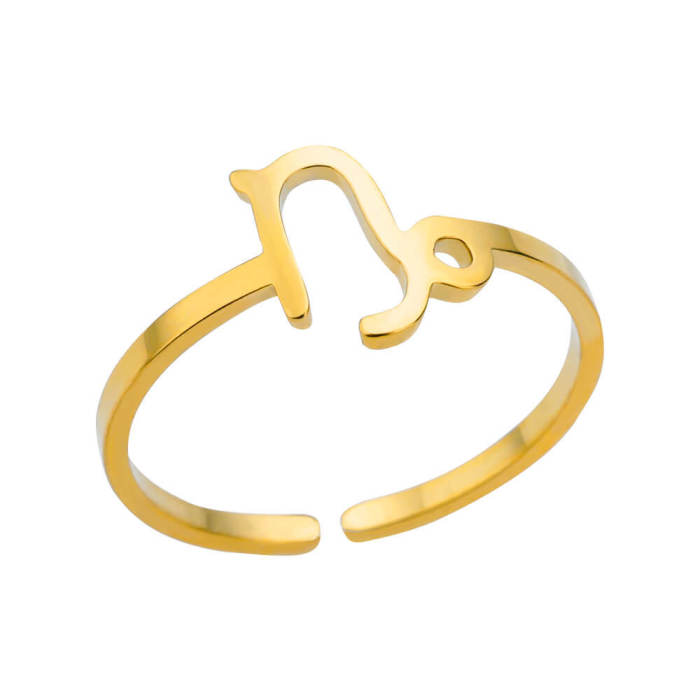 Minimalist New Stainless Steel 12 Zodiac Signs Rings Birthstone Rings Adjustable Rings Set