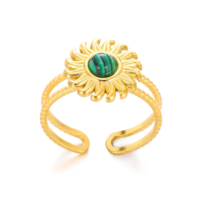 Niche Light Luxury High-end Jewelry Turquoise French Retro Titanium Steel Natural Stone Ring Manufacturer Wholesale