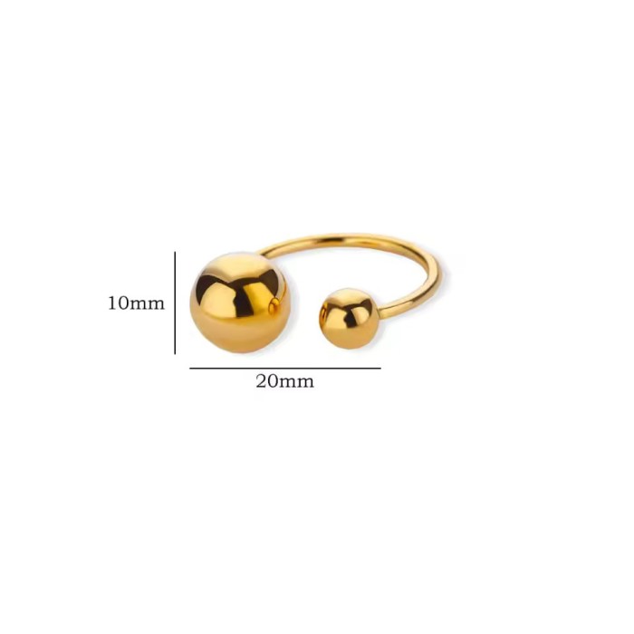 Style Spherical Stainless Steel Ring for Women, Gold and Steel Color, Large and Small Ball Rings, High-end Niche Expo...