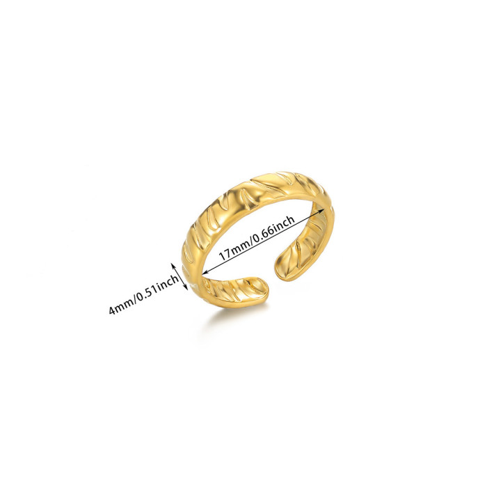 Amazon Simple New Women's Heart-shaped Ring Stainless Steel Gold Plated Snake Open Texture Starfish Ring Wholesale