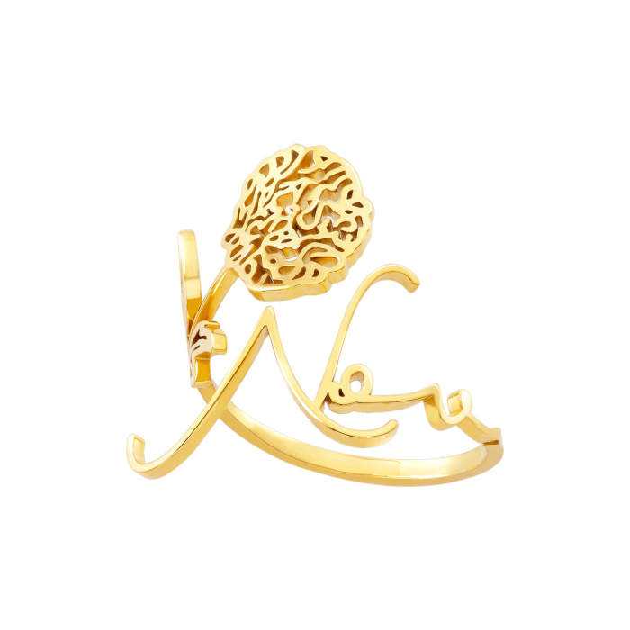 Amazon New December Birthday Flower Name Ring Stainless Steel Jewelry Couple Holiday Gift Wholesale