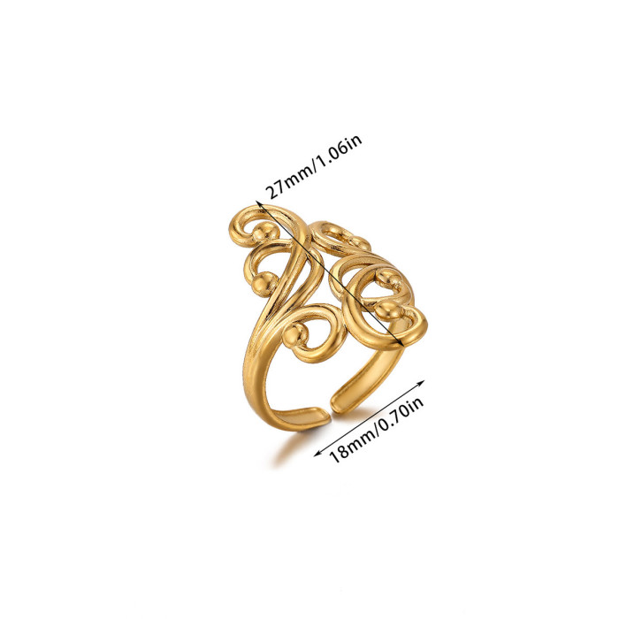 Minimalist New Stainless Steel 18K Gold Plated Ring Geometric Heart Women's Ring Fresh Style Ring Accessories Wholesale