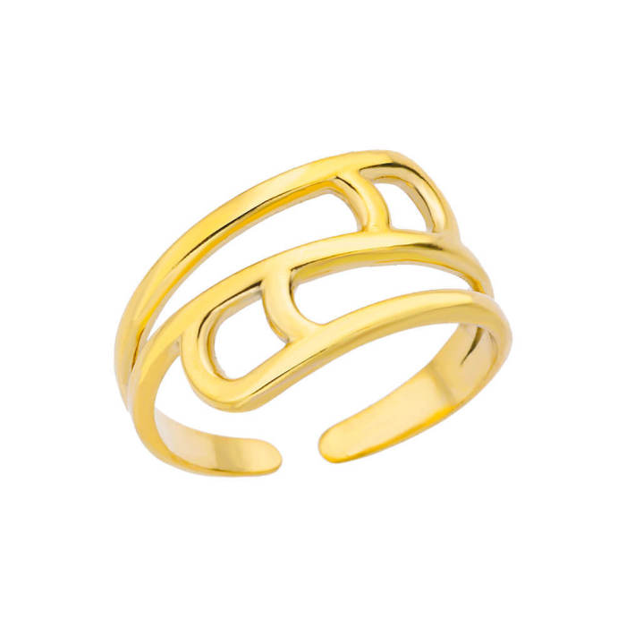 Simple Ring Heart-Shaped Hollow Ring 18K Gold Plated Stainless Steel Geometric Ring Unisex Jewelry Wholesale
