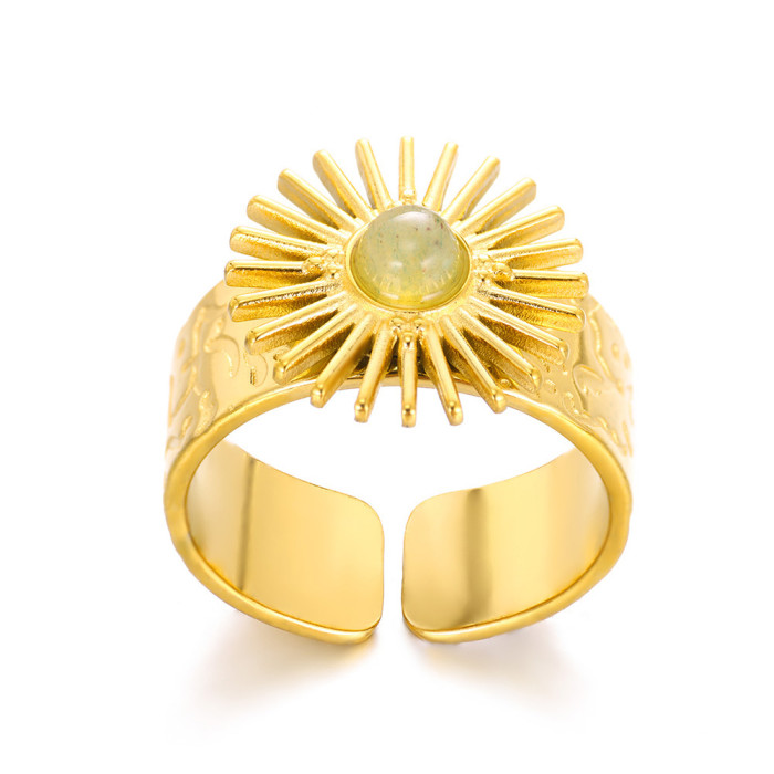 Niche Light Luxury High-end Jewelry Turquoise French Retro Titanium Steel Natural Stone Ring Manufacturer Wholesale
