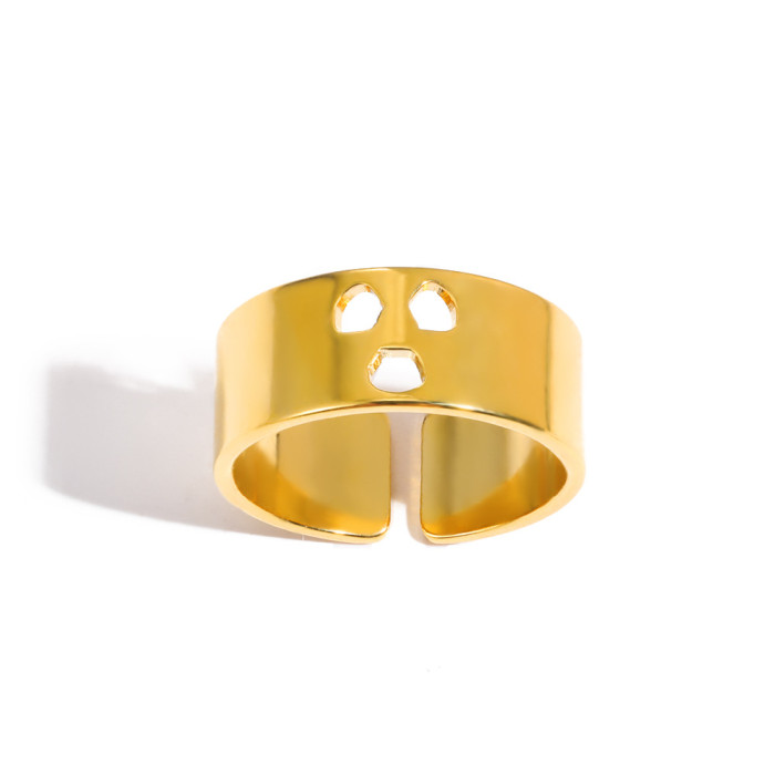 Amazon New Wide Stainless Steel Ring Five-Pointed Star Hollow Ring Unisex Angel Wings Ring