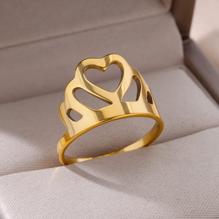 INS Style New Stainless Steel Ring Butterfly Crown Heart-shaped Ring for Women Unique Niche Index Finger Collection Ring